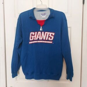Vintage NFL Pro Line Starter New York Giants Quarter Zip Pullover Blue Medium